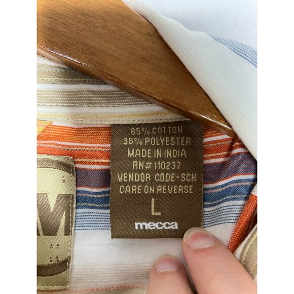 Mecca Striped Button-Up Short Sleeve Shirt Men's Large - Picture 6 of 9